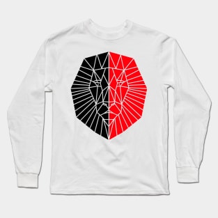 GEOMETRIC Animal Black And Red Lion Head Long Sleeve T-Shirt